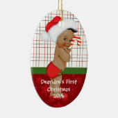 De eerste kerstnaam van de Afrikaanse Amerikaanse  Keramisch Ornament (Rechts)