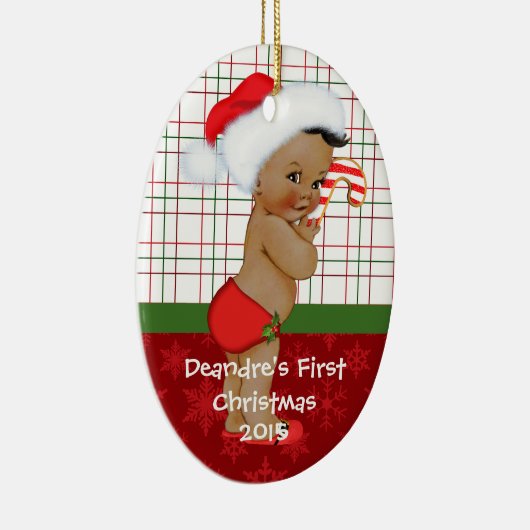 De eerste kerstnaam van de Afrikaanse Amerikaanse  Keramisch Ornament (Rechts)