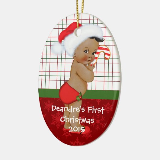 De eerste kerstnaam van de Afrikaanse Amerikaanse  Keramisch Ornament (Links)