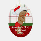 De eerste kerstnaam van de Afrikaanse Amerikaanse  Keramisch Ornament (Achterkant)