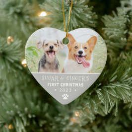 De eerste kerstpagina van de foto van Pet is grijs Keramisch Ornament
