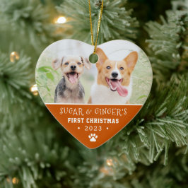 De eerste kerstpagina van de foto's van Pet print  Keramisch Ornament