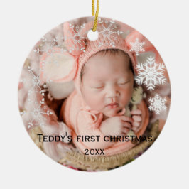De eerste kerstperiode van baby's keramisch ornament