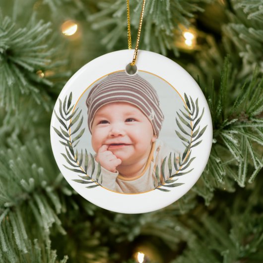De eerste kerstperiode van baby's keramisch ornament (Boom)
