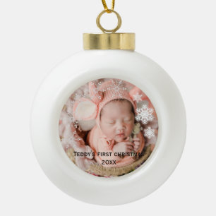 De eerste kerstperiode van baby's keramische bal ornament
