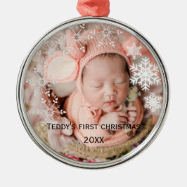 De eerste kerstperiode van baby's metalen ornament