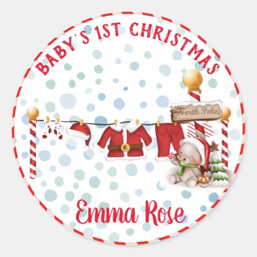 De eerste kerstperiode van baby's ronde sticker (Voorkant)