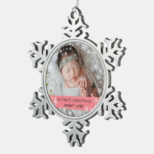 De eerste kerstperiode van baby's tin sneeuwvlok ornament (Rechts)