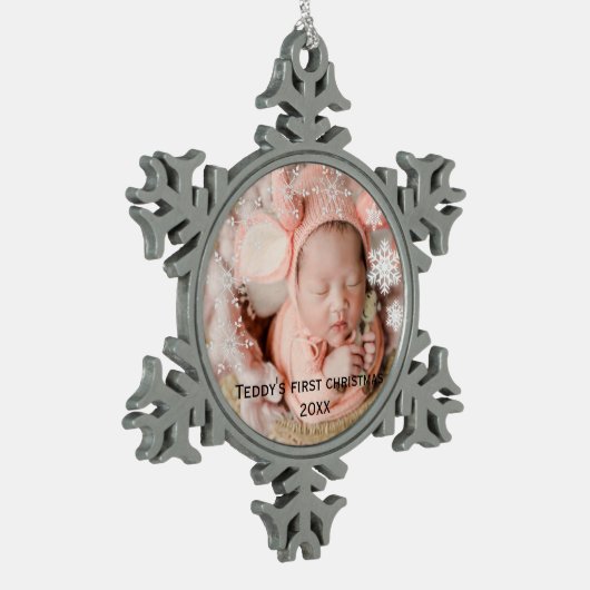 De eerste kerstperiode van baby's tin sneeuwvlok ornament (Links)