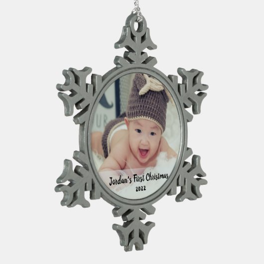 De eerste kerstperiode van baby's tin sneeuwvlok ornament (Links)