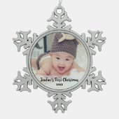 De eerste kerstperiode van baby's tin sneeuwvlok ornament (Voorkant)