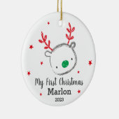 De eerste kerstrender van de baby's keramisch ornament (Rechts)