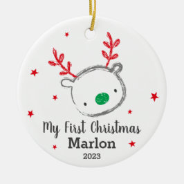 De eerste kerstrender van de baby's keramisch ornament