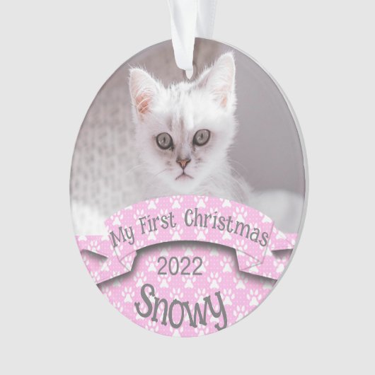 De eerste kerstroze foto van Kitten Ornament (voorkant)