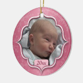 De eerste kerstroze fotoversiering voor baby's keramisch ornament (Links)