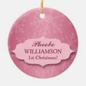 De eerste kerstroze fotoversiering voor baby's keramisch ornament (Achterkant)
