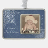 De eerste kerstsneeuwvlok van de baby verzilverd omlijst ornament (Voorkant)