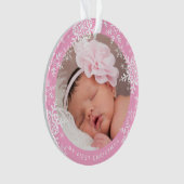 De eerste kerstsnowflakes van de baby op Roze Ornament (voorkant)