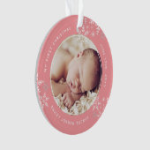 De eerste kerstsnowflakes van de baby: roze vlekke ornament (voorkant)