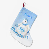 De eerste kerstsnowman-naam van de jongen kleine kerstsok (Voorkant (Hangend))