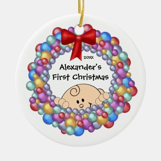 De eerste kerstversiering van de Baby Baby pieken Keramisch Ornament (Voorkant)