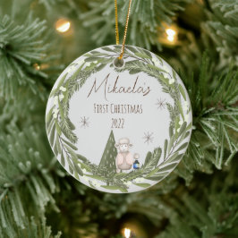 De eerste kerstversiering van de baby op maat keramisch ornament