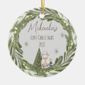 De eerste kerstversiering van de baby op maat keramisch ornament (Voorkant)