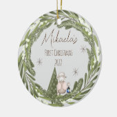 De eerste kerstversiering van de baby op maat keramisch ornament (Links)