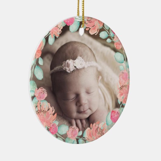 De eerste kerstversiering van de baby op maat keramisch ornament (Rechts)