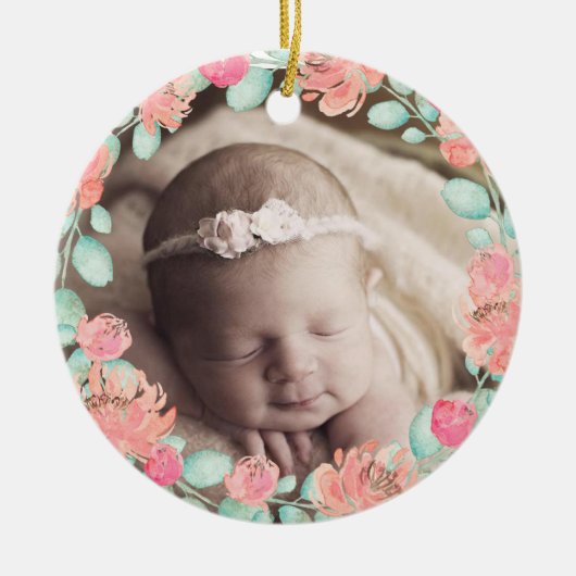 De eerste kerstversiering van de baby op maat keramisch ornament (Voorkant)