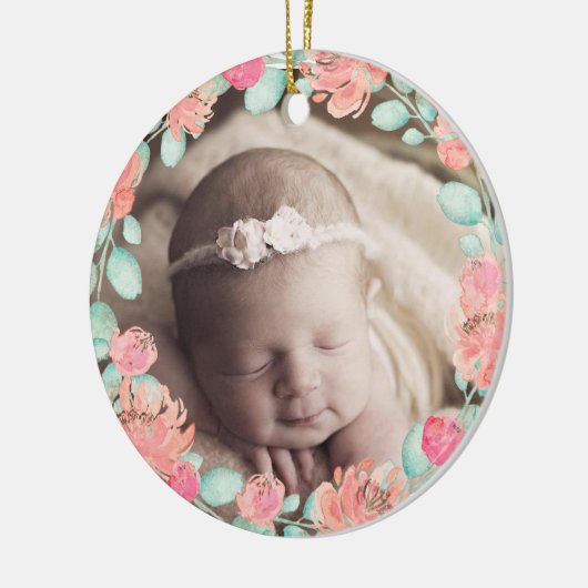 De eerste kerstversiering van de baby op maat keramisch ornament (Links)