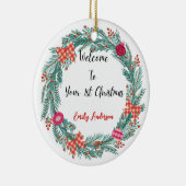 De eerste kerstversiering van de baby op maat keramisch ornament (Rechts)