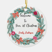 De eerste kerstversiering van de baby op maat keramisch ornament (Voorkant)