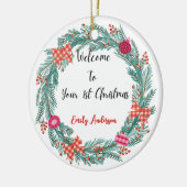 De eerste kerstversiering van de baby op maat keramisch ornament (Links)