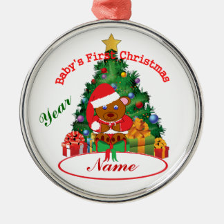 De eerste kerstversiering van de baby op maat metalen ornament