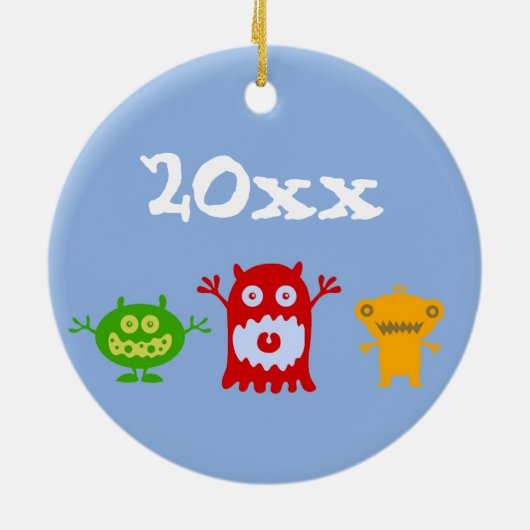 De eerste kerstversiering van de kleine Monsters B Keramisch Ornament (Achterkant)