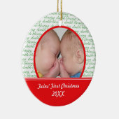 De eerste kerstversiering van de tweelingse tweeli keramisch ornament (Rechts)