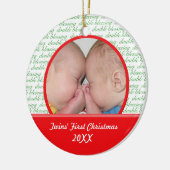 De eerste kerstversiering van de tweelingse tweeli keramisch ornament (Links)