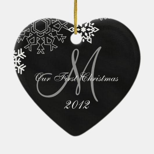 De eerste kerstversiering van een paar | Chalkboar Keramisch Ornament (Achterkant)