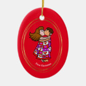 De eerste kerstversiering van een paar keramisch ornament (Voorkant)