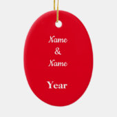 De eerste kerstversiering van een paar keramisch ornament (Achterkant)