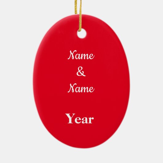 De eerste kerstversiering van een paar keramisch ornament (Achterkant)