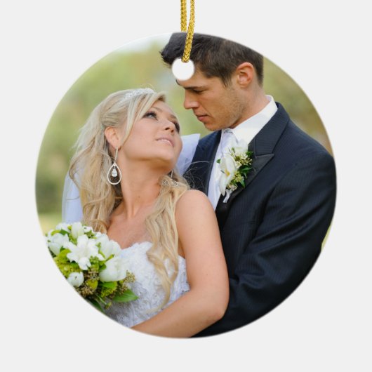 De eerste kerstversiering van een paar | Monogram Keramisch Ornament (Voorkant)