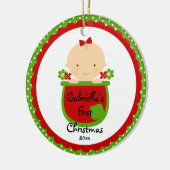 De eerste kerstversiering van het blote babymeisje keramisch ornament (Links)