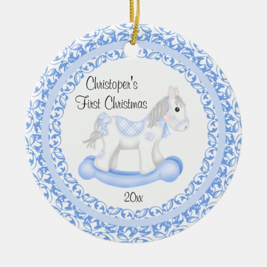 De eerste kerstversiering van Horse Boy Baby Keramisch Ornament (Voorkant)