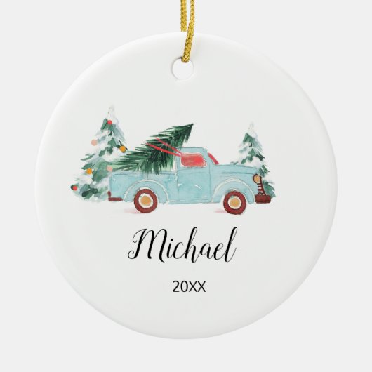 De eerste kerstversiering van Truck Baby Keramisch Ornament (Voorkant)