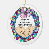 De eerste kerstversiering van Twins Baby Keramisch Ornament (Links)
