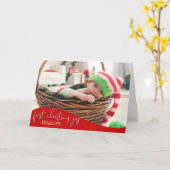 De eerste kerstvreugde voor de baby - de FOTO VAN Kaart (Gele Bloem)