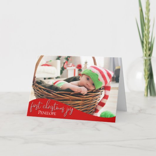 De eerste kerstvreugde voor de baby - de FOTO VAN Kaart (Voorkant)