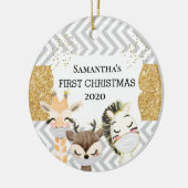 De eerste kerstZebra gouden Giraffe voor baby's 20 Keramisch Ornament (Links)